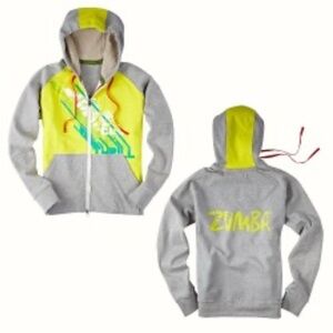 Zumba Fitness Gray and Yellow Hoodie Size Small